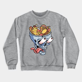 lots of food on top of the skull Crewneck Sweatshirt